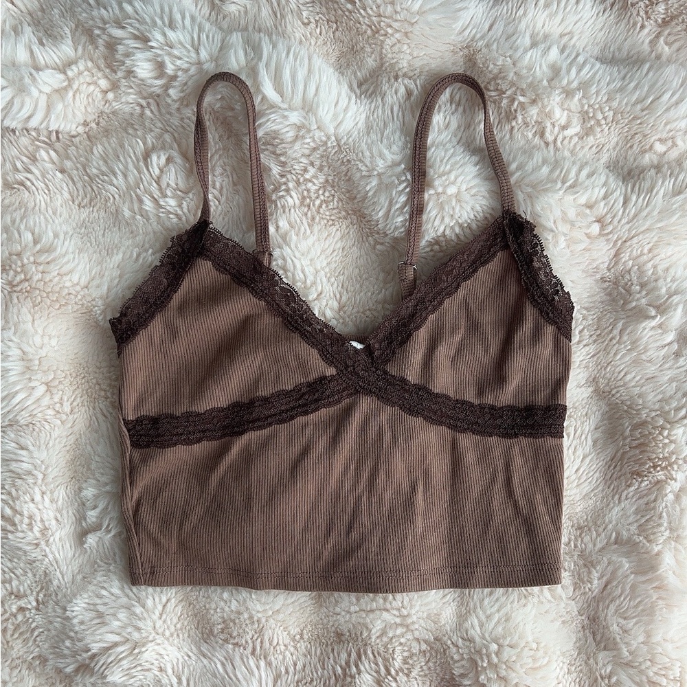 Brown Lace Trim Camisole